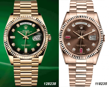 So sánh hai mẫu đồng hồ Rolex Day-Date 118235 và 128238