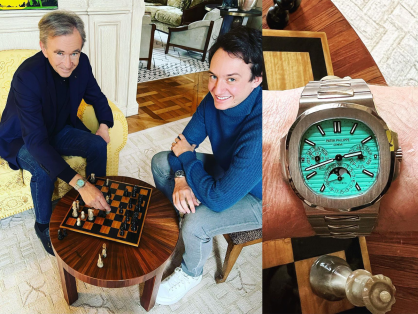Bernard Arnault, chủ sở hữu LVMH bắt gặp đeo mẫu đồng hồ Patek Philippe Nautilus Perpetual 5740 màu xanh tiffany độc đáo trên cổ tay 