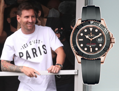Lionel Messi đeo đồng hồ Rolex Yacht-Master trong ngày đầu tiên ra mắt PSG
