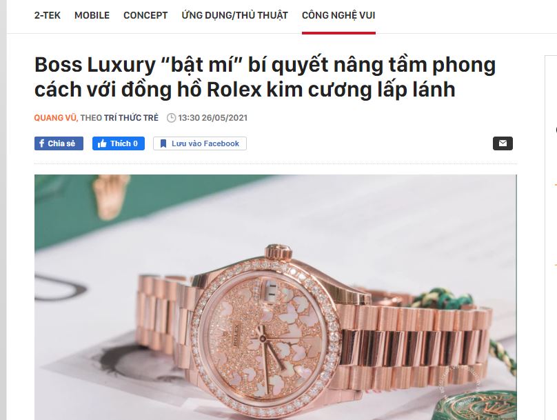 Boss Luxury “bật mí” bí quyết nâng tầm phong cách với đồng hồ Rolex kim cương lấp lánh