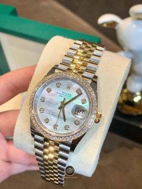 Rolex Datejust 36 126283RBR Mặt Số Vỏ Trai Trắng Viền Kim Dây Đeo Oyster.1