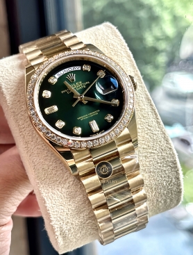 Rolex Day-Date 36 128348RBR Mặt Số Ombre Xanh Lá