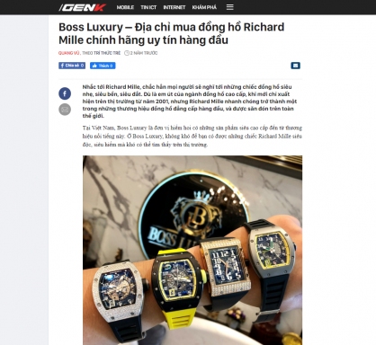 Boss Luxury – Địa chỉ mua đồng hồ Richard Mille chính hãng tốt nhất thị trường