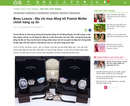 Boss Luxury - Địa chỉ mua đồng hồ Franck Muller chính hãng uy tín