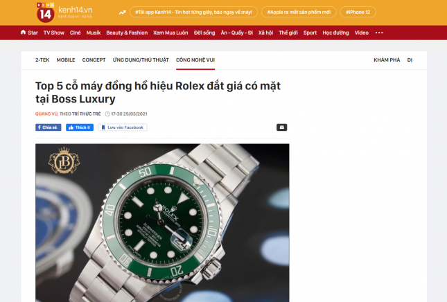 Top 5 cỗ máy đồng hồ hiệu Rolex đắt giá có mặt tại Boss Luxury