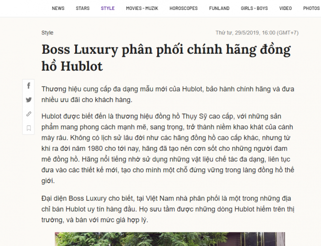 Boss Luxury phân phối chính hãng đồng hồ Hublot