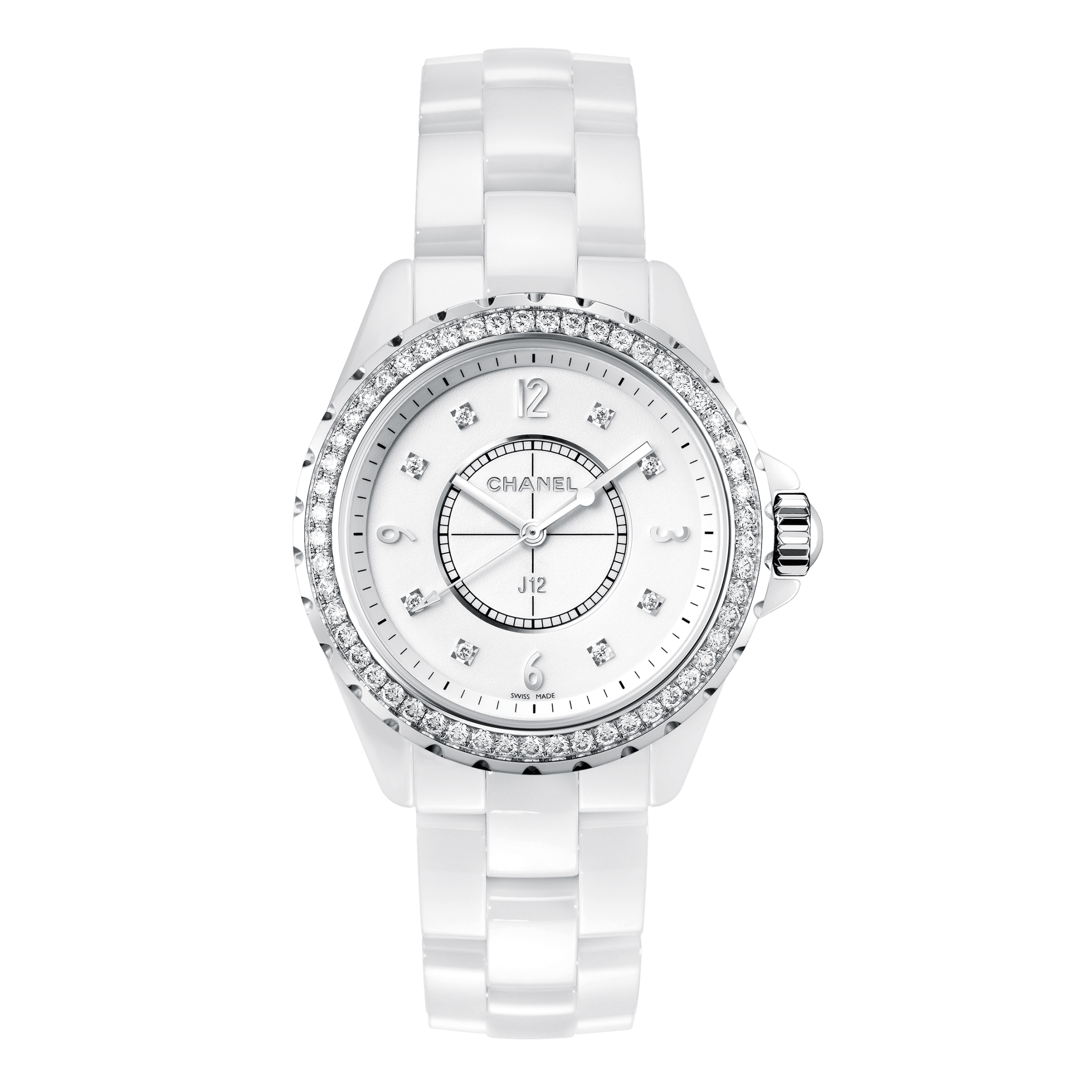 Chanel J12 White Ceramic Diamonds Quartz Ladies Watch H2422 3599594014984   Watches J12  Jomashop