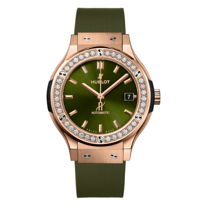 Đồng Hồ Hublot Classic Fusion King Gold Green Diamonds 38mm