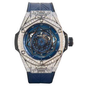 Đồng Hồ Hublot Big Bang Sang Bleu Titanium Blue Pavé 45mm