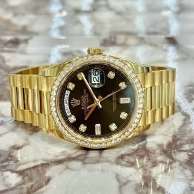 Rolex Day-Date 36 128348RBR Mặt Số Xám Nạm Kim Cương