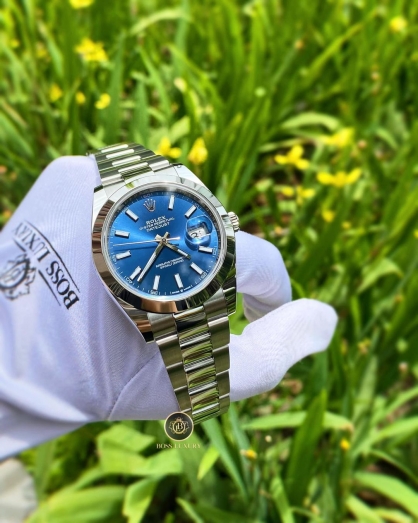 Rolex Datejust 41 126300 Mặt Số Xanh Dây Đeo Oyster